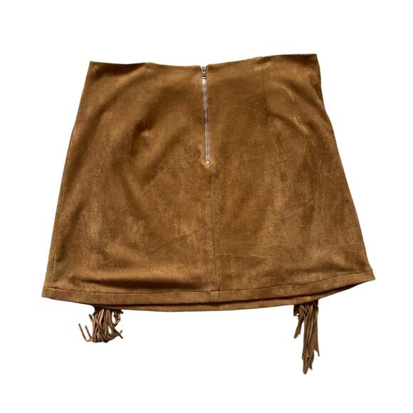 Forever 21 Womens/Teen Fringe Faux Sude Mini Skirt Size Large Western Fall - Picture 2 of 7